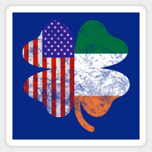 Irish American Flag Shamrock Sticker